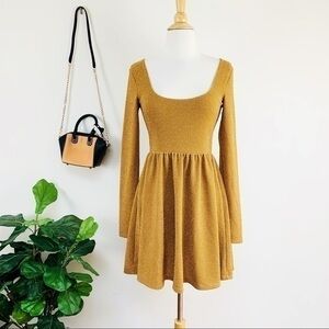 Free People scooped square neck glitter dress